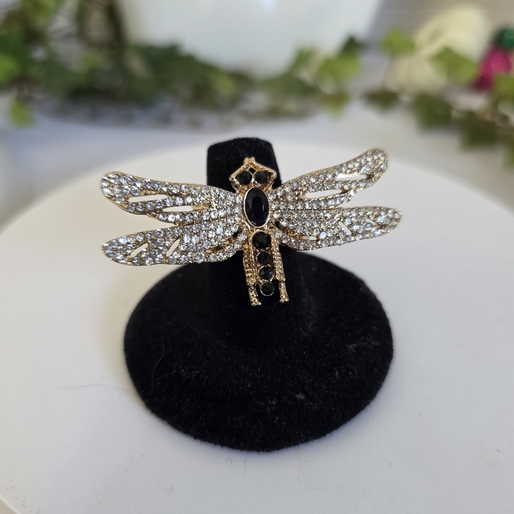 Statement Gold Dragonfly Stretch Ring